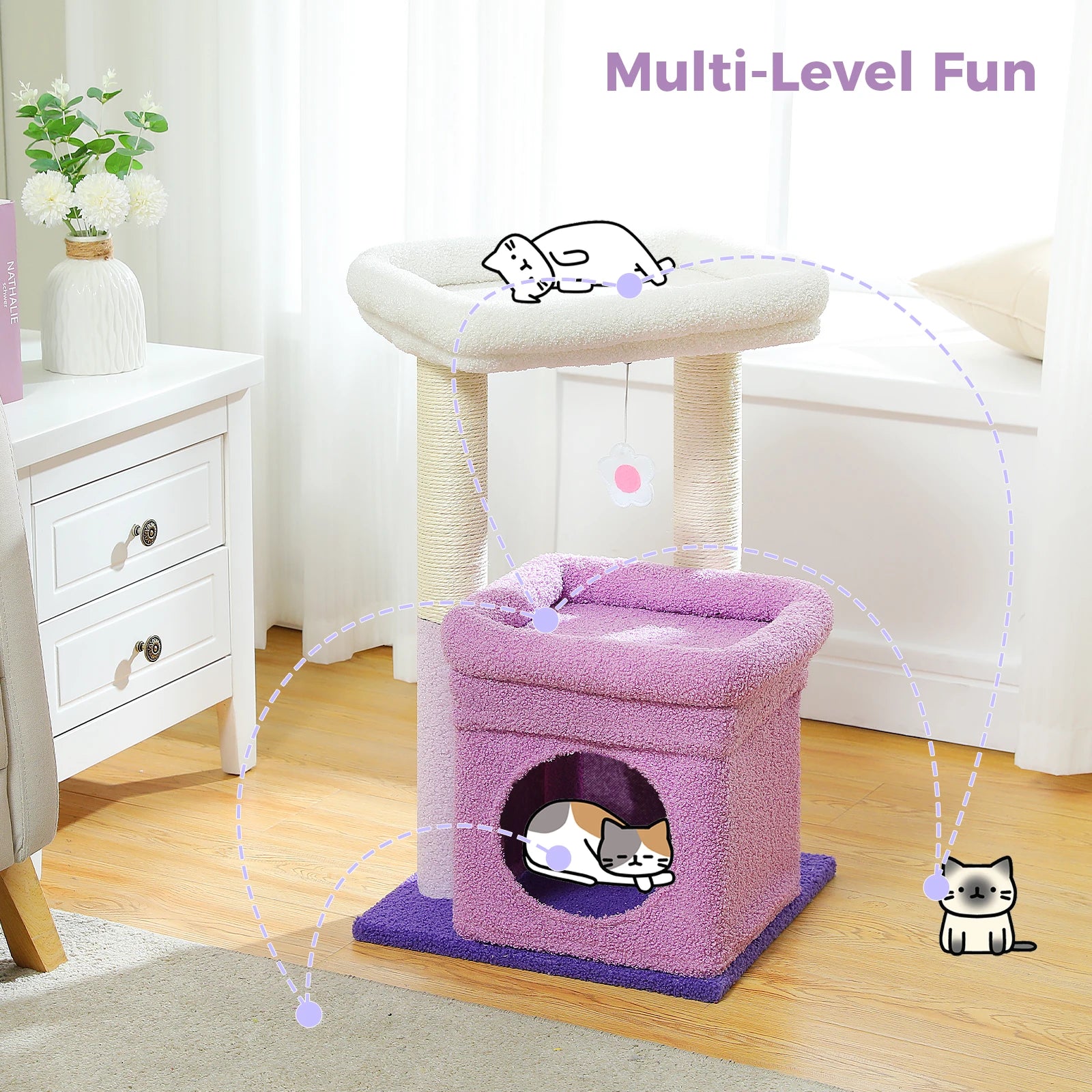 Cozy Cat Tree Tower with Condo & Sisal Scratching Posts