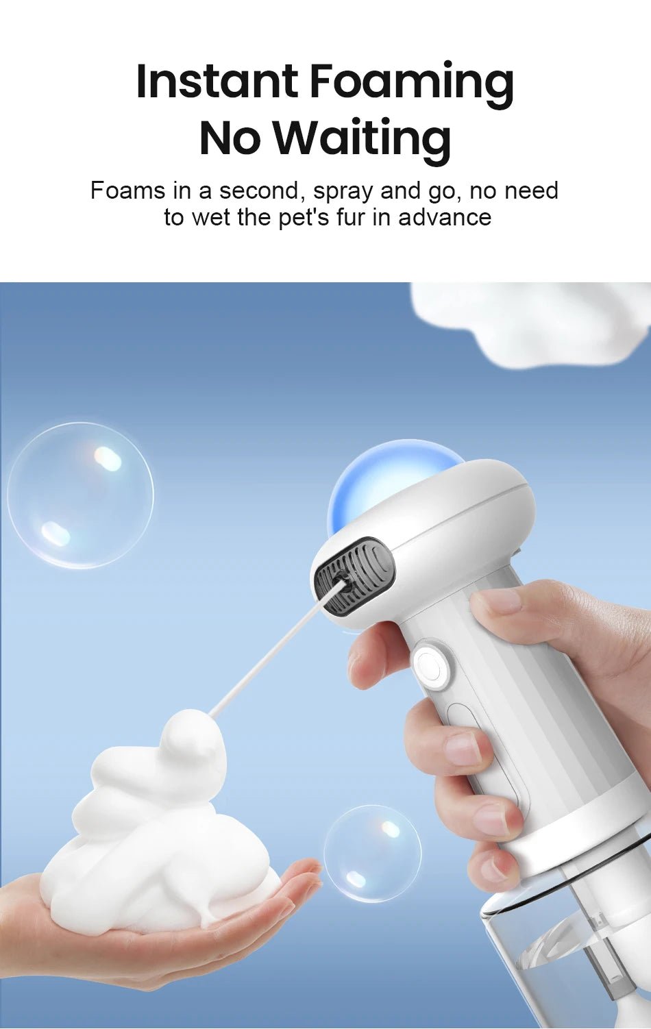 Automatic Pet Soap Dispenser - Wireless Foaming Shampoo Sprayer - Petmelove