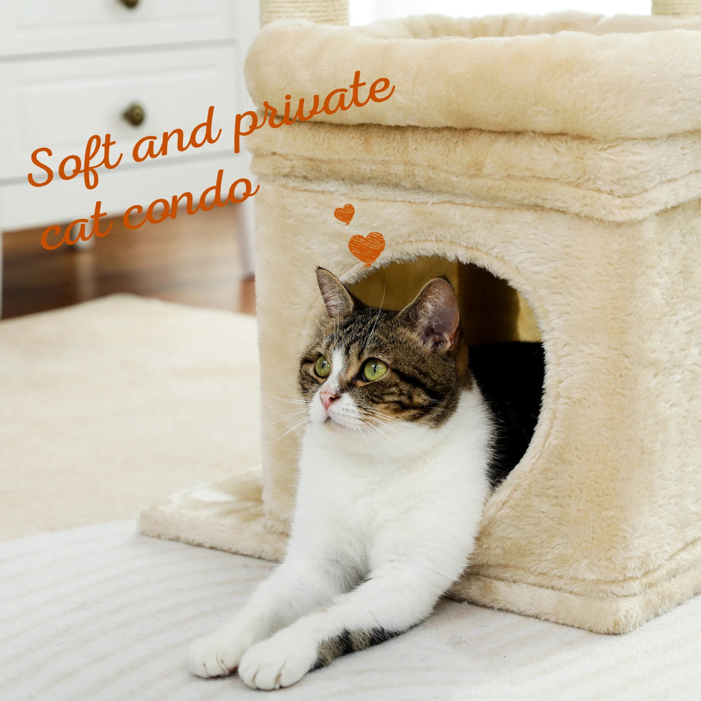 Cozy Cat Tree Tower with Condo & Sisal Scratching Posts - Petmelove