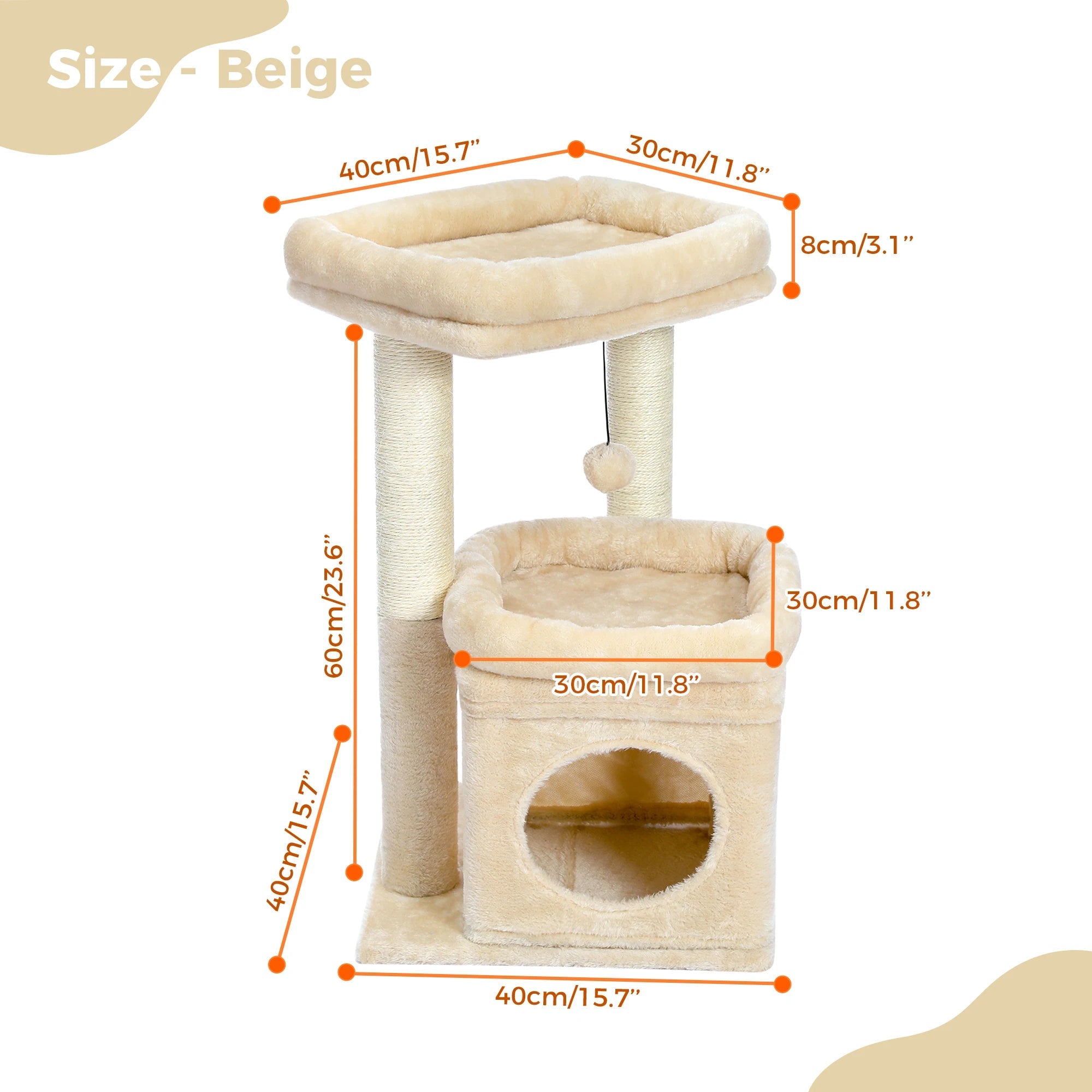 Cozy Cat Tree Tower with Condo & Sisal Scratching Posts - Petmelove