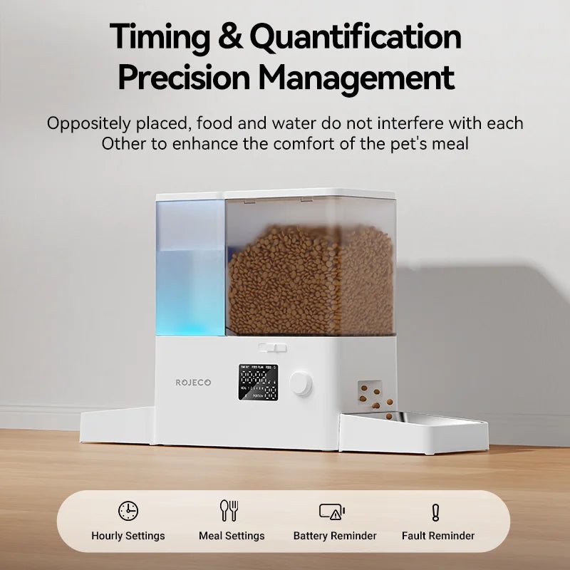 ROJECO 2 - in - 1 Automatic Pet Feeder with Water Fountain 8.5L - Smart Food Dispenser for Cats & Dogs - Petmelove