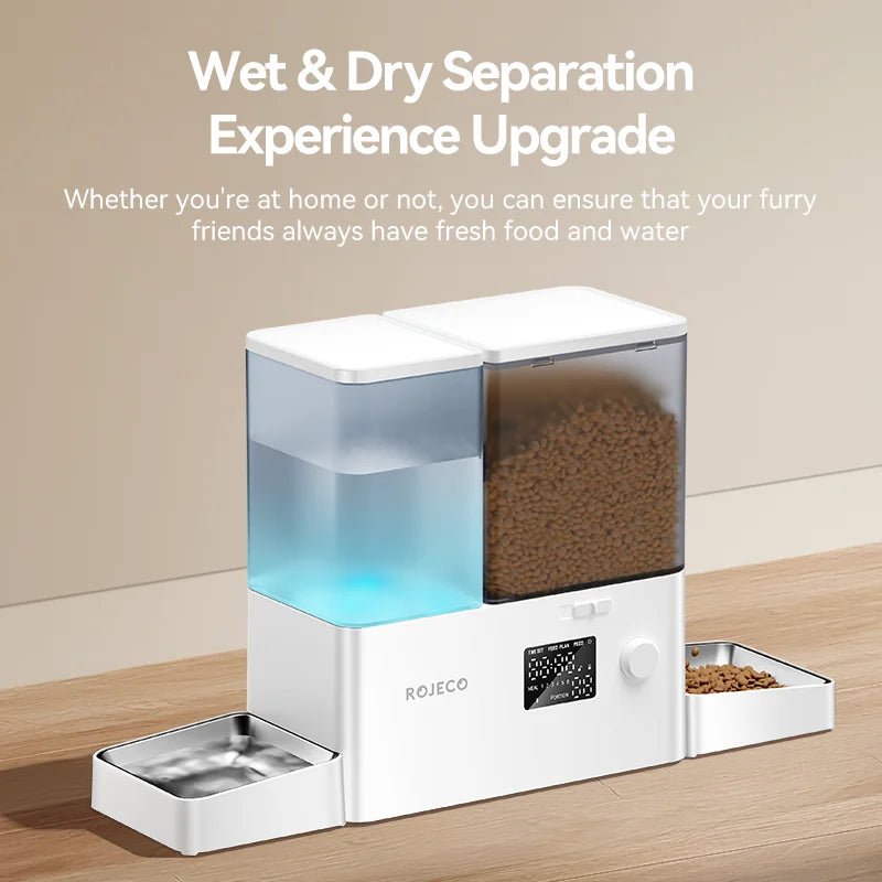 ROJECO 2 - in - 1 Automatic Pet Feeder with Water Fountain 8.5L - Smart Food Dispenser for Cats & Dogs - Petmelove