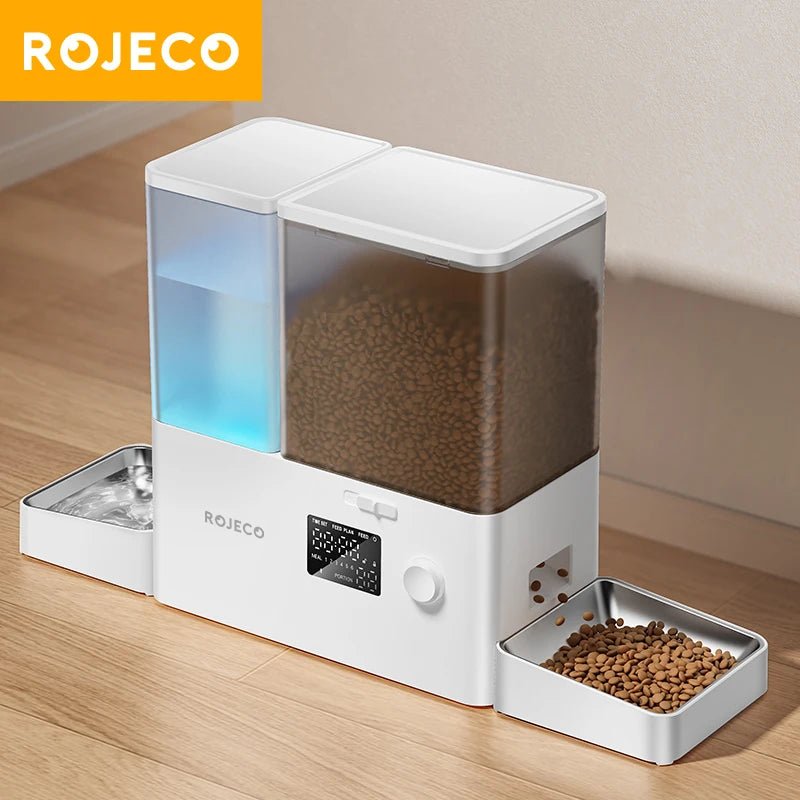 ROJECO 2 - in - 1 Automatic Pet Feeder with Water Fountain 8.5L - Smart Food Dispenser for Cats & Dogs - Petmelove