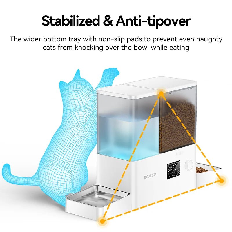 ROJECO 2 - in - 1 Automatic Pet Feeder with Water Fountain 8.5L - Smart Food Dispenser for Cats & Dogs - Petmelove
