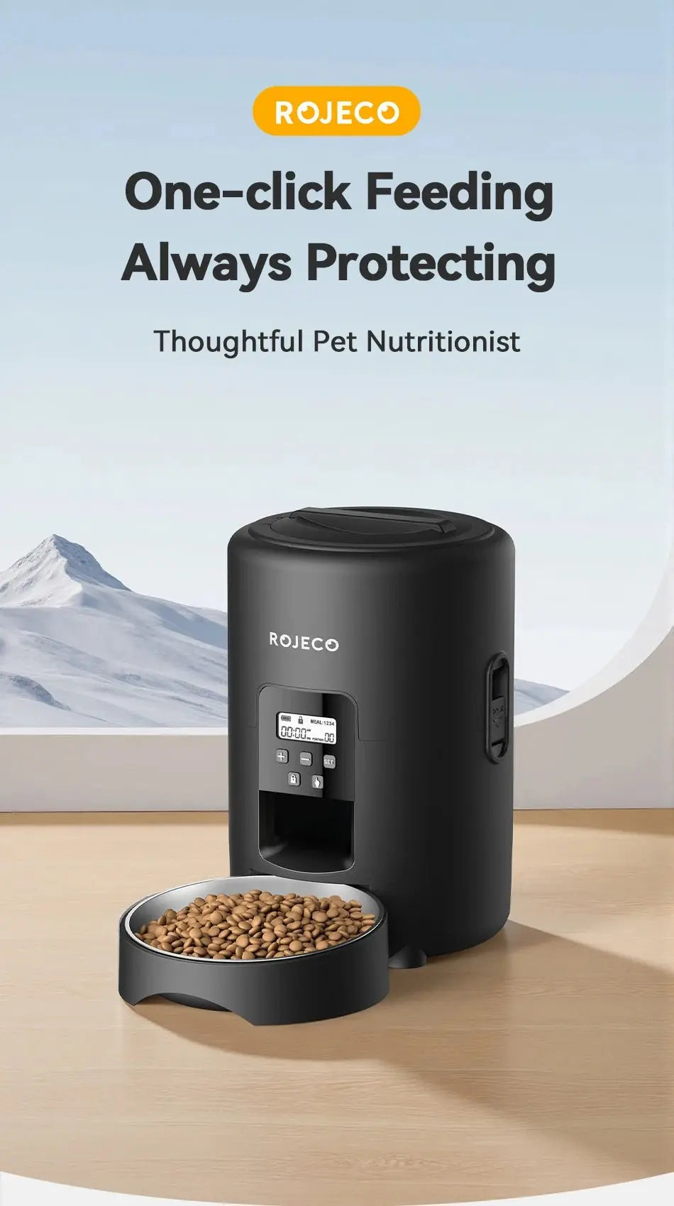 ROJECO 2L Smart Automatic Pet Feeder with Button Control - Petmelove