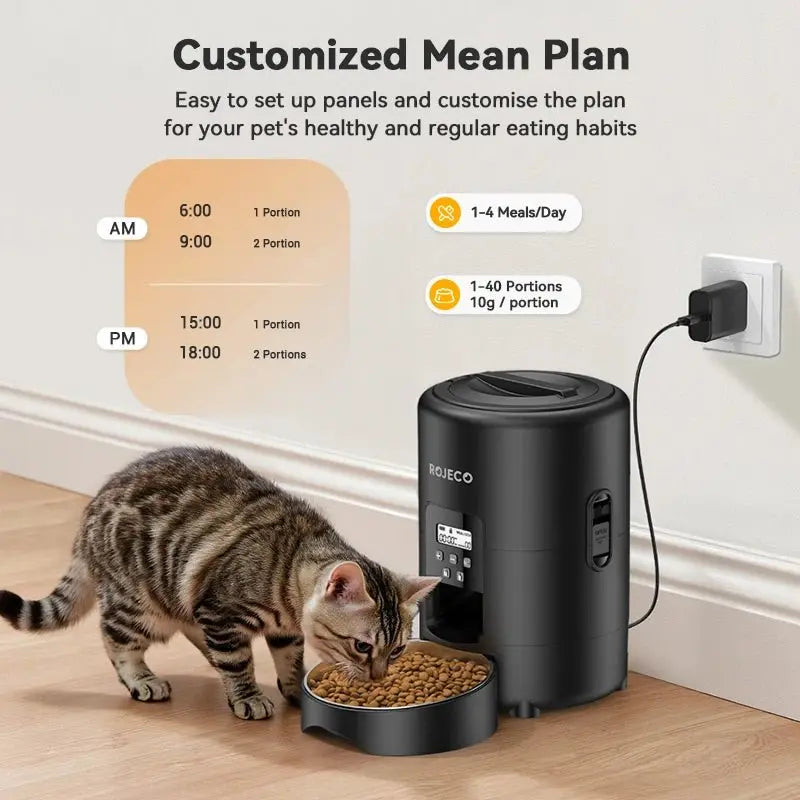 ROJECO 2L Smart Automatic Pet Feeder with Button Control - Petmelove