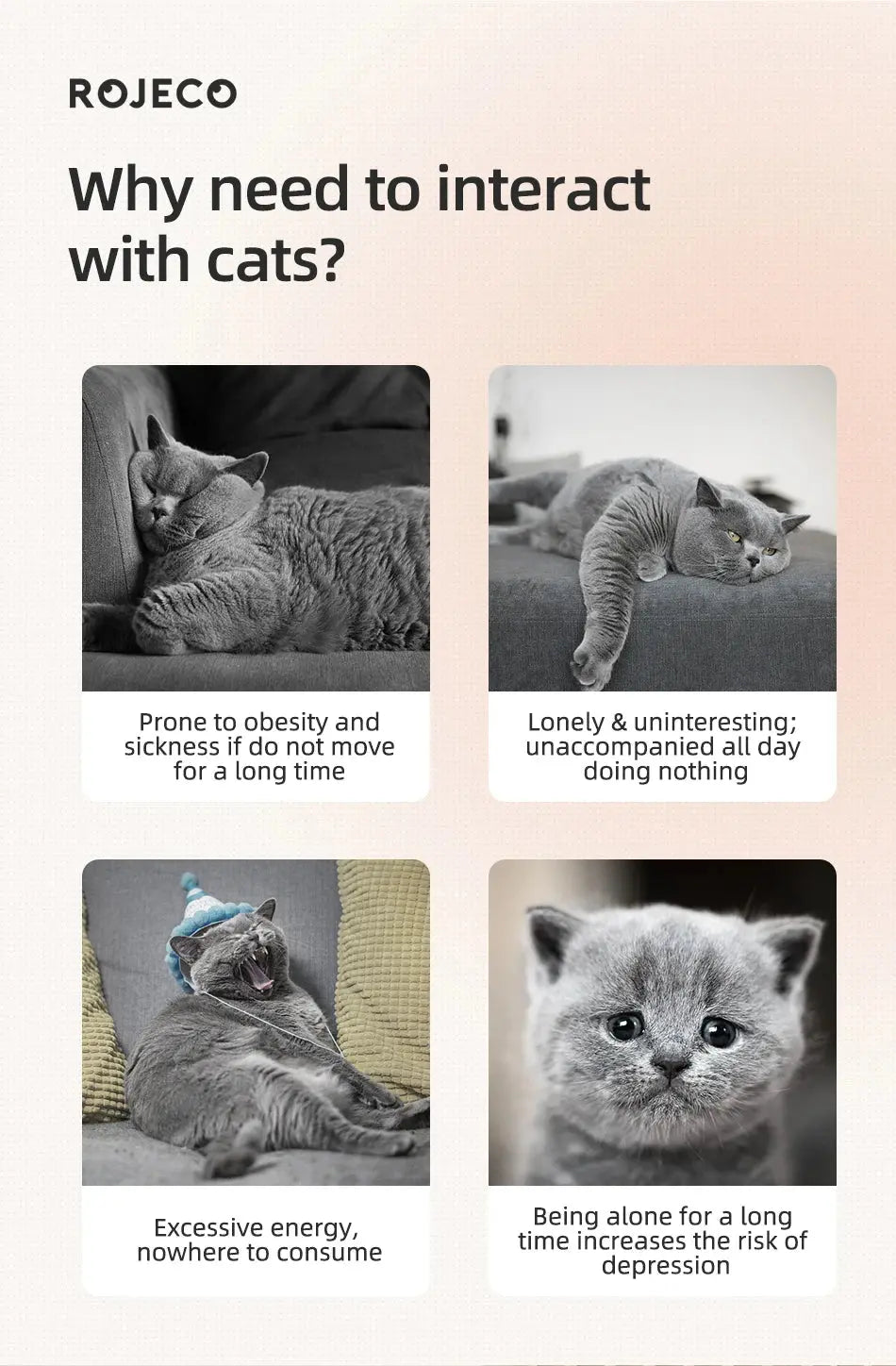 ROJECO Smart Automatic Cat Laser Toy - Interactive LED Teaser - Petmelove