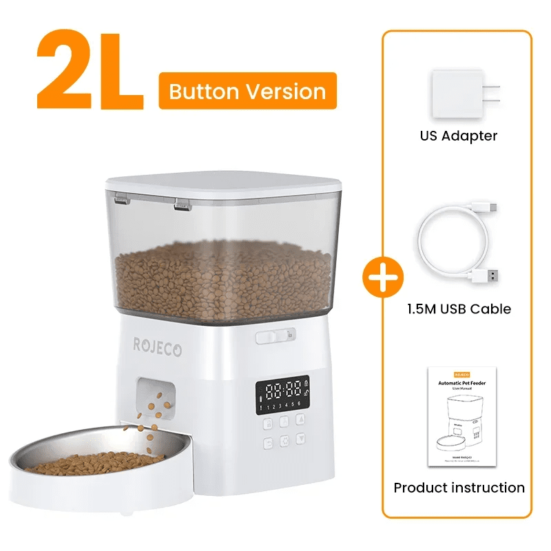 Smart Automatic Pet Feeder with Button Control - 2L Capacity - Petmelove