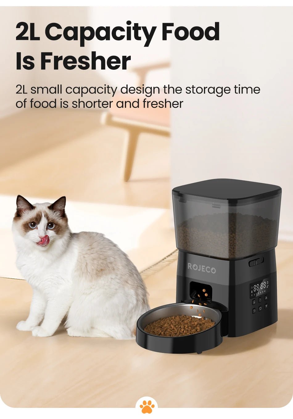 Smart Automatic Pet Feeder with Button Control - 2L Capacity - Petmelove