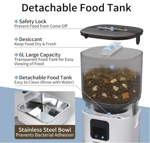 Smart WiFi Automatic Cat Feeder with APP Control - Easy Clean Pet Feeder - Petmelove